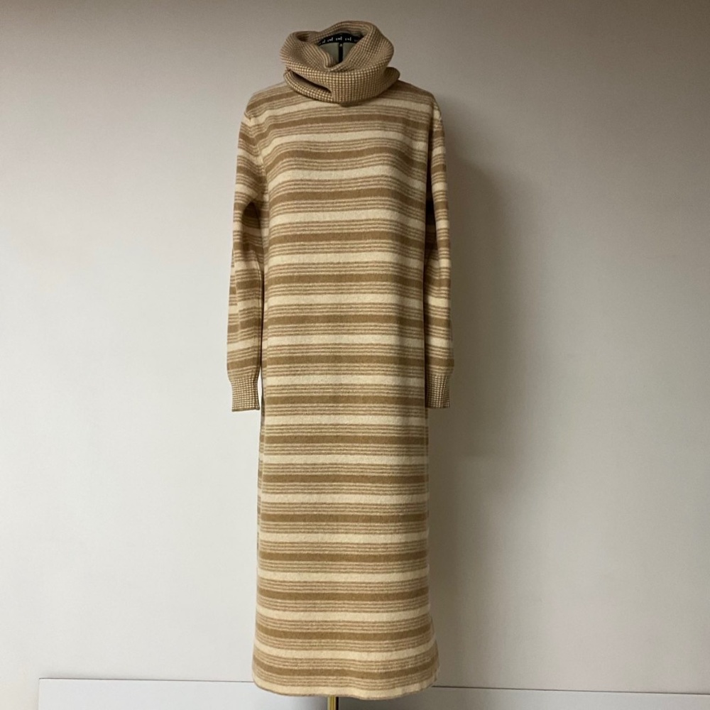 100% wool turtleneck midi dress